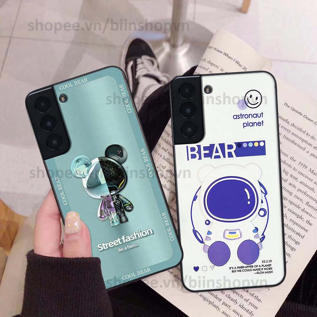 Ốp Samsung S21 / S21 FE / S21 Plus / S21+ hình gấu bear brick đẹp độc lạ, thời trang, cá tính