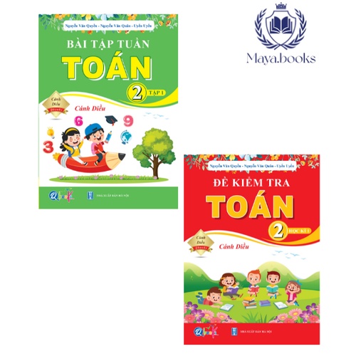 Sách - Bộ 2 quyển bài tập tuần và đề kiểm tra Toán lớp 2 học kì 1 cánh diều