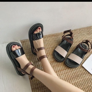 Dép sandal nữ đế bệt hai quai nữ tính chất da pu nữ tính