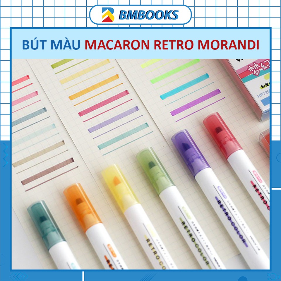 Bút highlight set 6 cây nhiều mã màu hot trends Retro Morandi Macaron BMBooks
