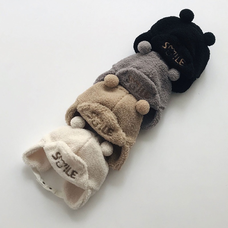 Mũ beanie vải cotton mềm dày dặn giữ ấm bảo vệ tai cho bé