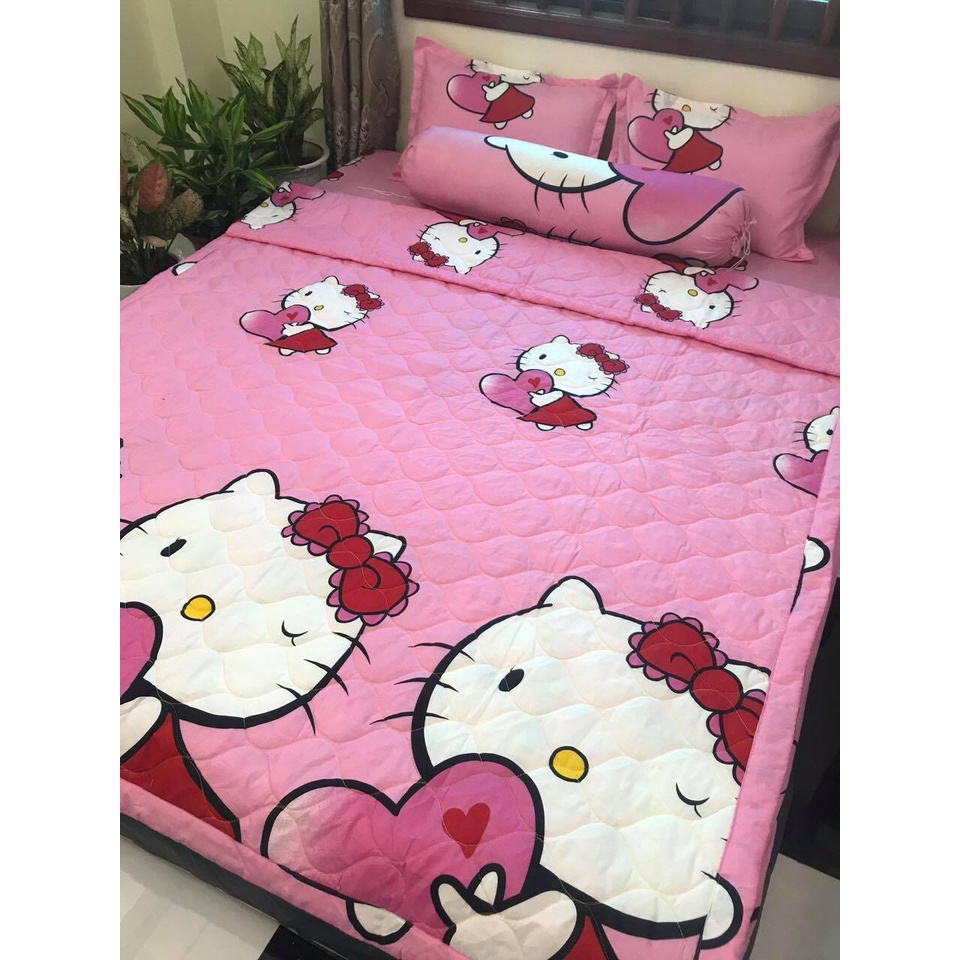 Bộ Chăn Hè Ga Gối 4 Món Cotton Poly ,đủ kích thước mẫu hello kitty