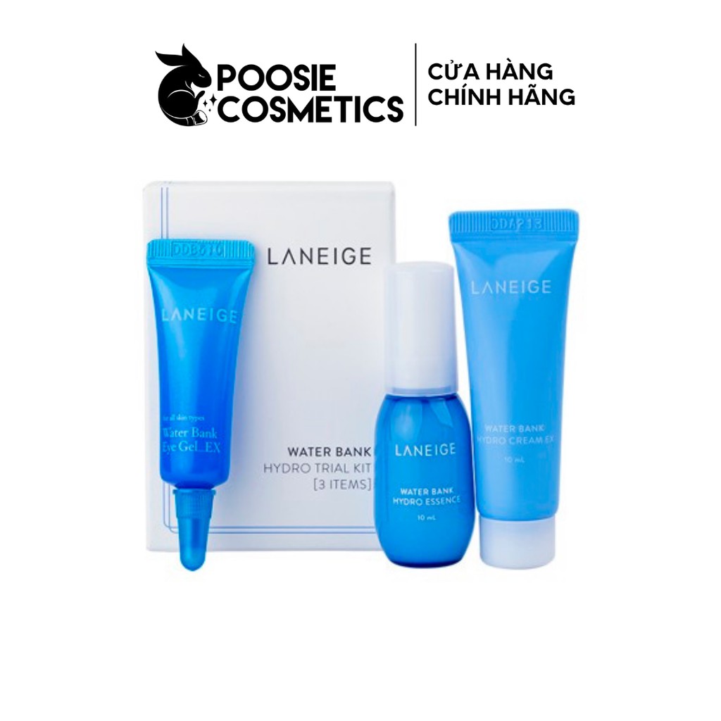 [Laneige] Bộ Kit Dưỡng Ẩm Water Bank Hydro Kit (Hydro Essence 10ml + Gel Cream 10ml + Eye Gel_EX 3ml)