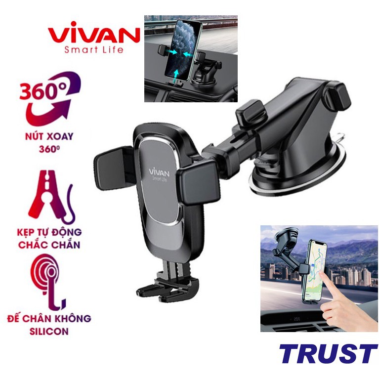 Giá Đỡ Điện Thoại Xe Hơi Ô Tô VIVAN CHS05 Phù Hợp Điện Thoại 4.0-6.5 inch Xoay 360 Độ Chắc Chắn Chống Rung Lắc