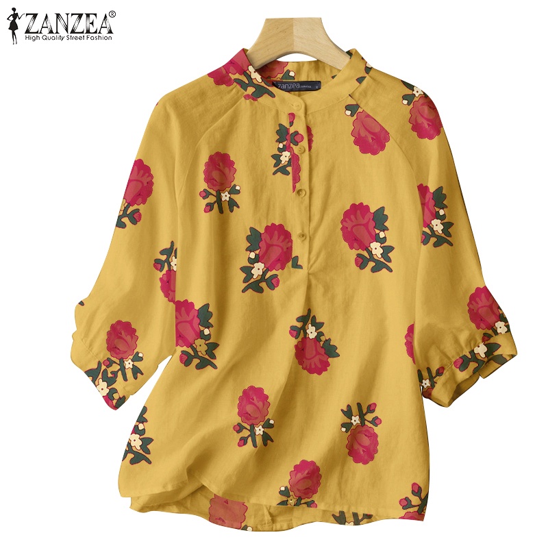 Áo Zanzea tay lửng cổ tròn in họa tiết hoa dành cho nữ