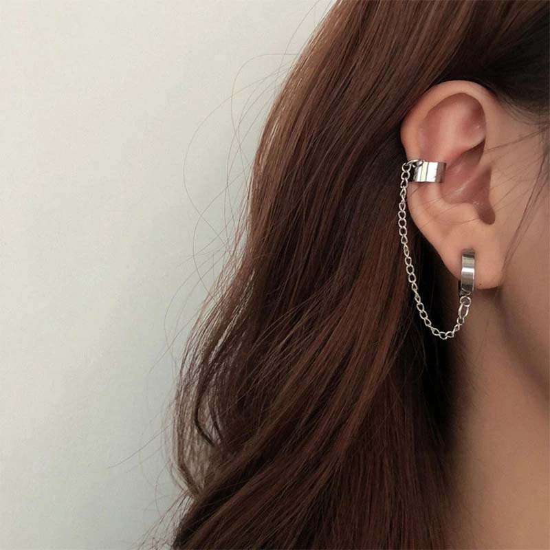 1 Khuyên Kẹp Tai Dạng Chuỗi Tua Rua Bằng Thép Không Gỉ Phong Cách Hip Hop Đường Phố Cá Tính Dành Cho Nam Và Nữ