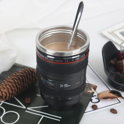 Cốc giữ nhiệt ống kính cốc Chống Nước Màu Đỏ ròng ins tách cà phê sáng tạo cá tính đơn giản tách máy ảnh cá tính