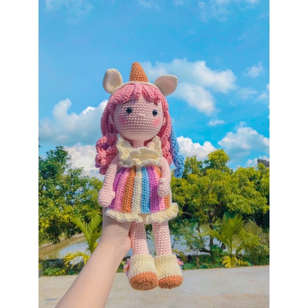 Búp bê kì lân làm bằng len handmade màu sắc