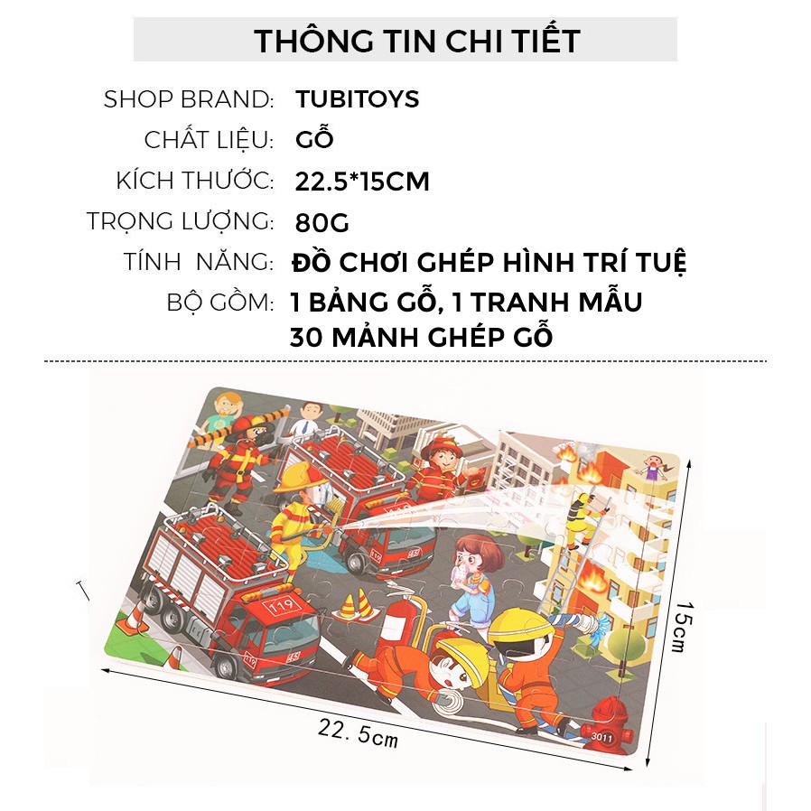 Xếp hình cho bé 30 mảnh ghép gỗ nhiều mẫu mới 3-5 tuổi, đồ chơi ghép hình trí tuệ ETOYS