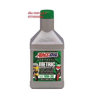 dầu nhớt nhập khẩu 100% amsoil metric synthetic motorcycle oil SAE 10W30 946 ML