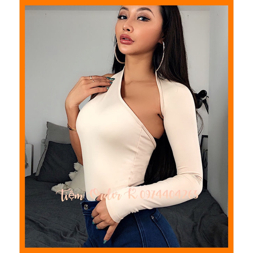 ORDER♥️Áo BodySuit Cắt Ngực 2 Màu(ảnh thật)Size S,M,K Đen,Be