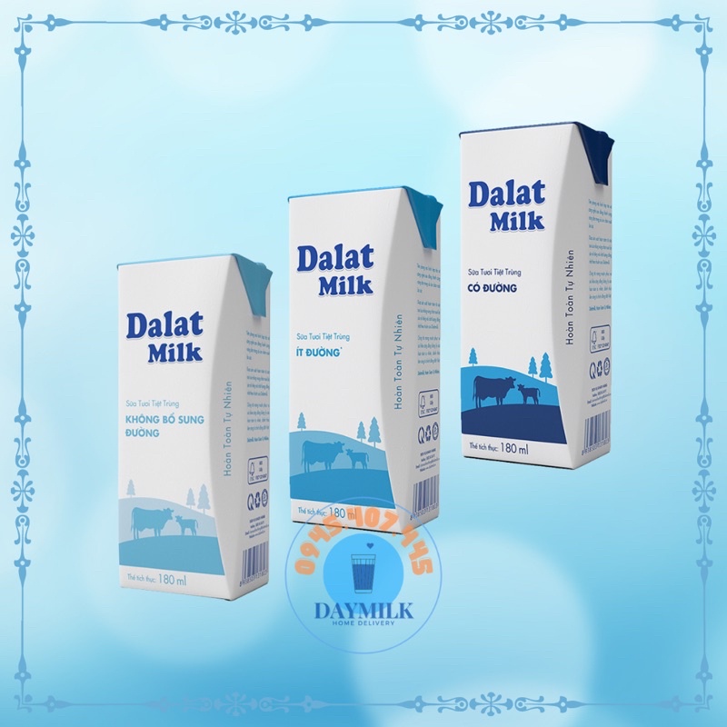 Lốc 4 hộp Sữa Tươi tiệt trùng UHT Dalat Milk 180ml