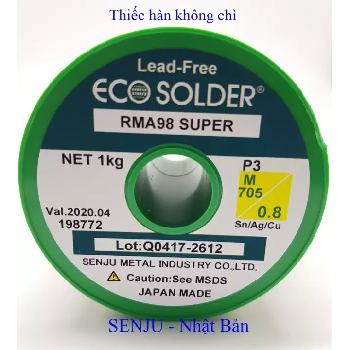 Thiếc Hàn Không Chì SENJU Nhật Bản Chứa Thiếc-Bạc-Đồng (Cắt bán lẻ)