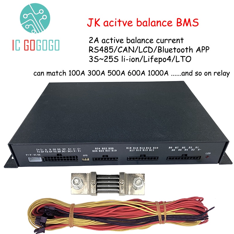 JK Active Balance Smart BMS 3S đến 25S Rơle 600A CAN Li-ion Lifepo4 Bảng bảo vệ pin Bluetooth APP 20