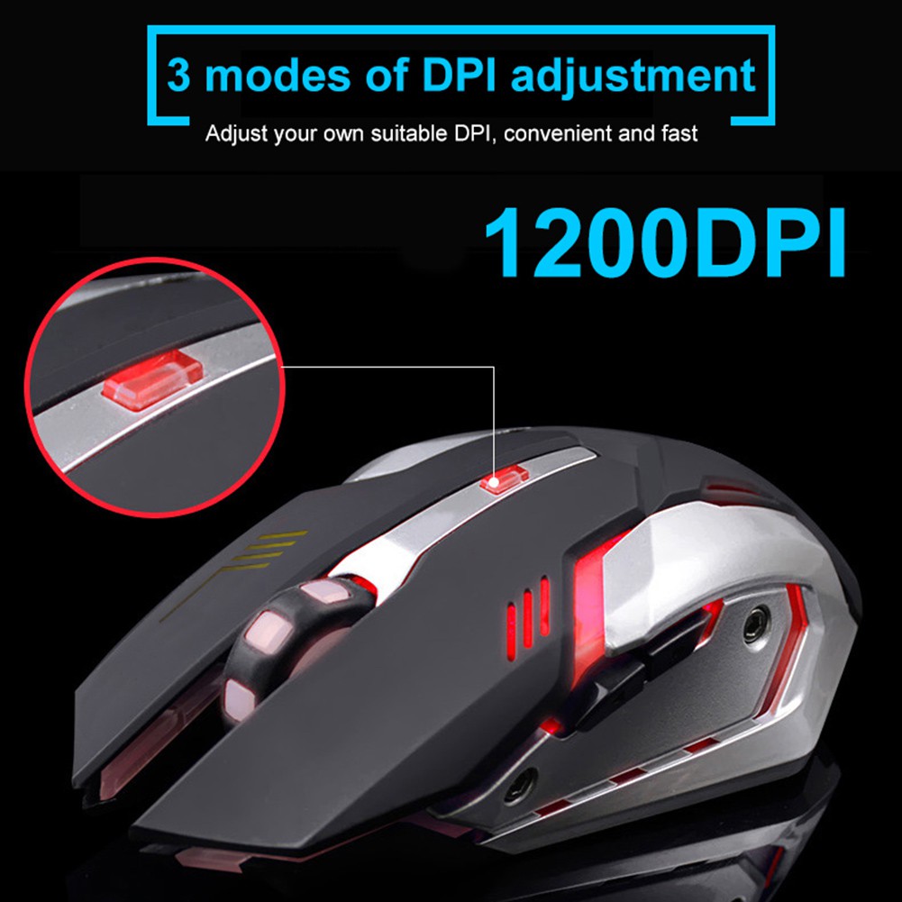 Chuột Quang Gaming Hel + X7 Không Dây Có Đèn Led 7 Màu, Có Thể Sạc Lại Được