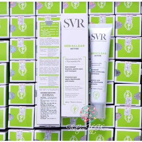 Combo Kem Dưỡng Giảm Mụn &amp; Dầu Nhờn SVR Gel Rửa Mặt và Kem Dưỡng Secbiaclear Active