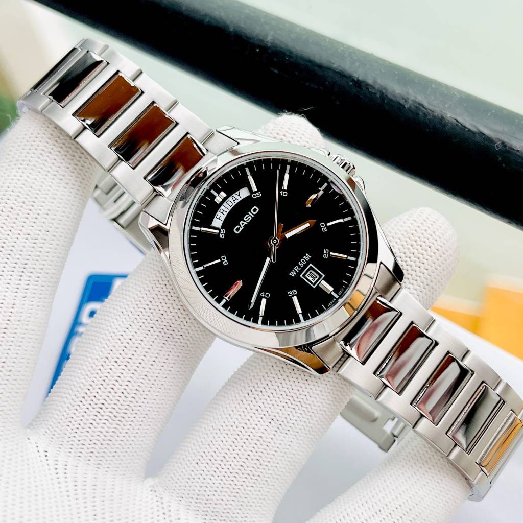 Đồng Hồ Nam Dây Thép Mặt Đen Casio MTP-1370D-1A Fullbox Bảo Hành 1 Năm Tại Đồng Hồ Doanh Nhân