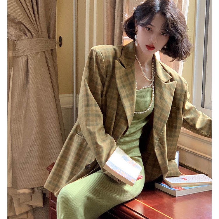 Đầm Dệt Kim Cổ Vuông Nhấn Eo Phong Cách Retro Pháp Thời Trang Mùa Thu Cho Nữ