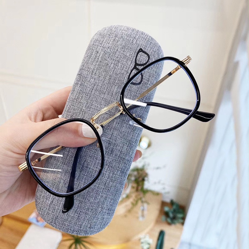 Mắt Kính Gọng Kim Loại Tròn Chống Bức Xạ Máy Tính Phong Cách Hàn Quốc Cho Nam Và Nữ