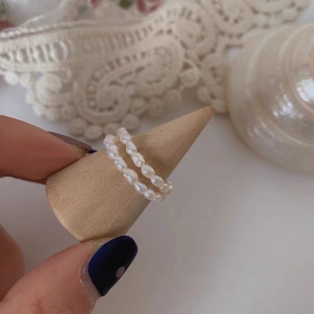 Nhẫn Đính Ngọc Trai Giả Phong Cách Hàn Quốc Cho Nữ