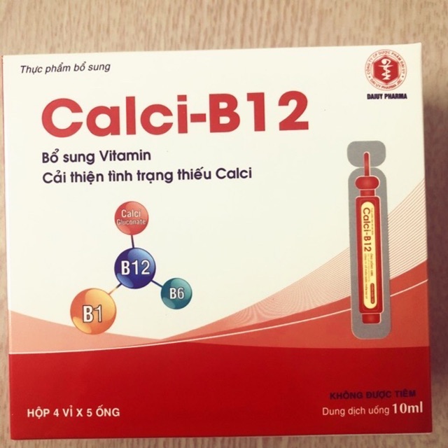 Calci B12 ống nhựa -bổ sung vitamin cải thiện tình trạng thiếu canxi (h/20 ống )