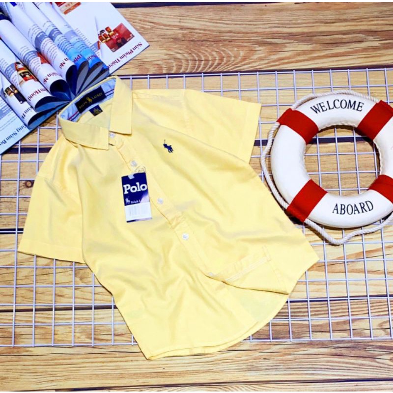 Áo sơ mi màu trơn tay ngắn cho bé trai a025 5 màu sắc