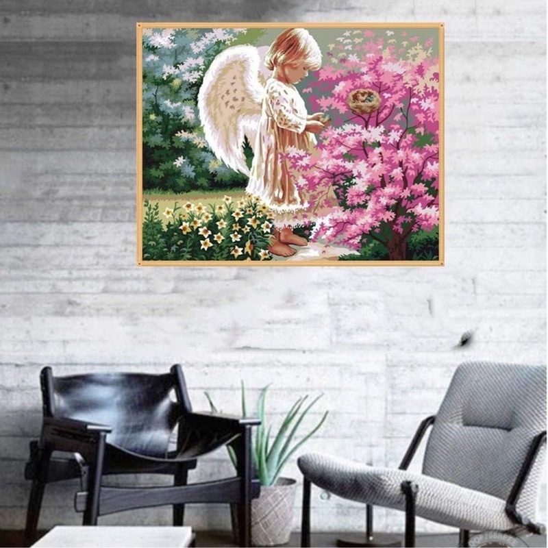 Tranh treo tường 5d hình cô gái và hoa độc đáo