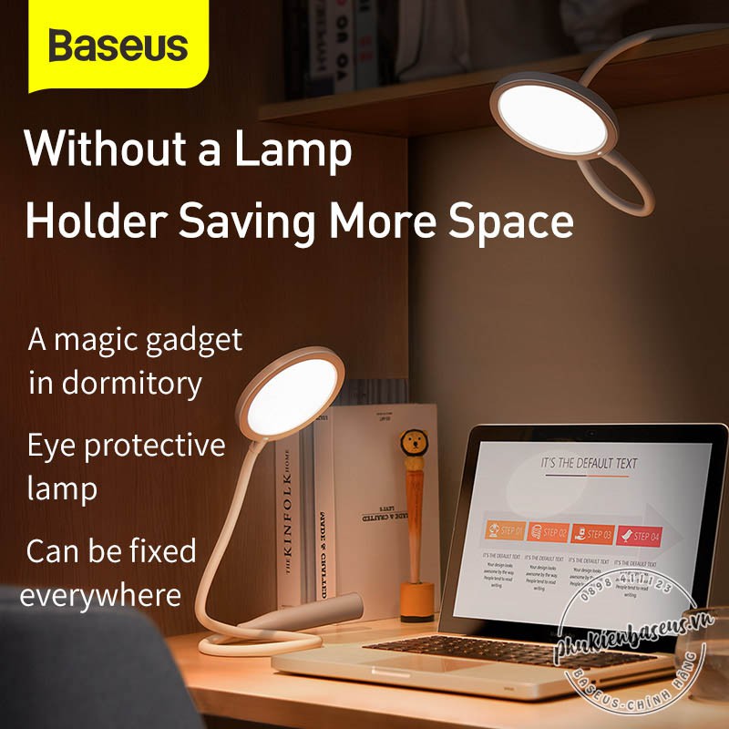 Đèn LED Baseus Comfort Reading Charging Uniform Light Hose Desk Lamp White để bàn thông minh cảm ứng kiểu dáng ống nước