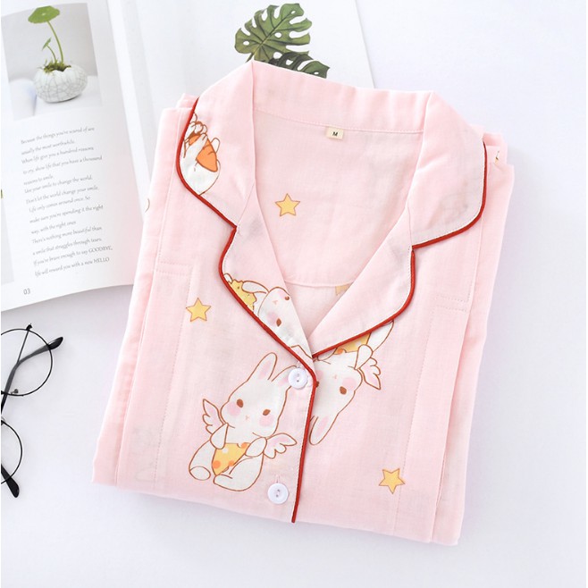 Bộ Pyjama bầu và sau sinh dài tay Azuno BZ147 họa tiết thỏ dễ thương