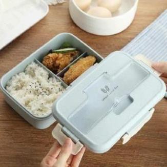 HỘP CƠM LÚA MẠCH 3 NGĂN KÈM ĐŨA THÌA INOX