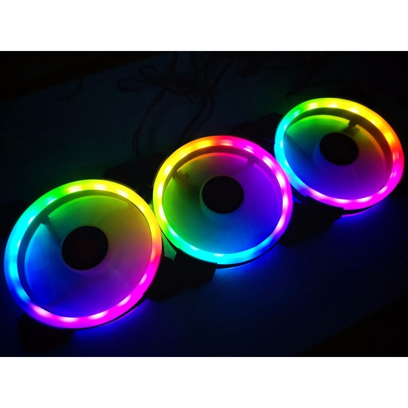 Quạt Tản Nhiệt máy tính, Quạt Led, Quạt Fan Case 12cm led, fan LED RGB Coolmoon R6 Giá rẻ