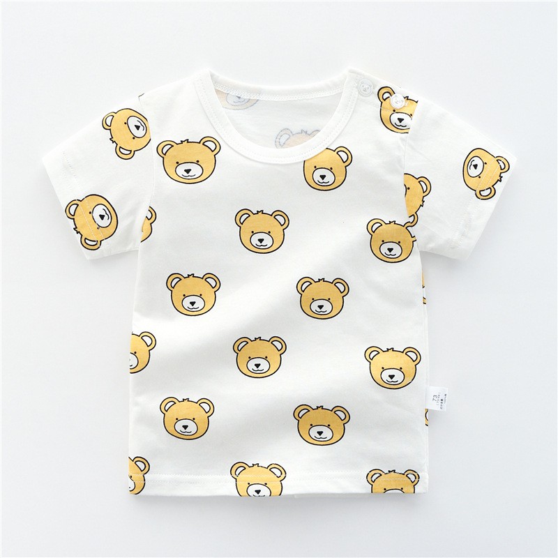 Áo Thun Cotton In Hình Trái Tim / Động Vật Hoạt Hình Dễ Thương Thời Trang Mùa Hè Cho Bé 1-5 Tuổi 2021