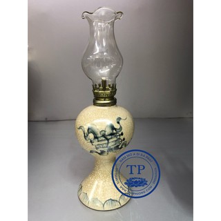 Đèn thờ đốt dầu bằng sứ men rạn bát tràng vẽ mây tm12119