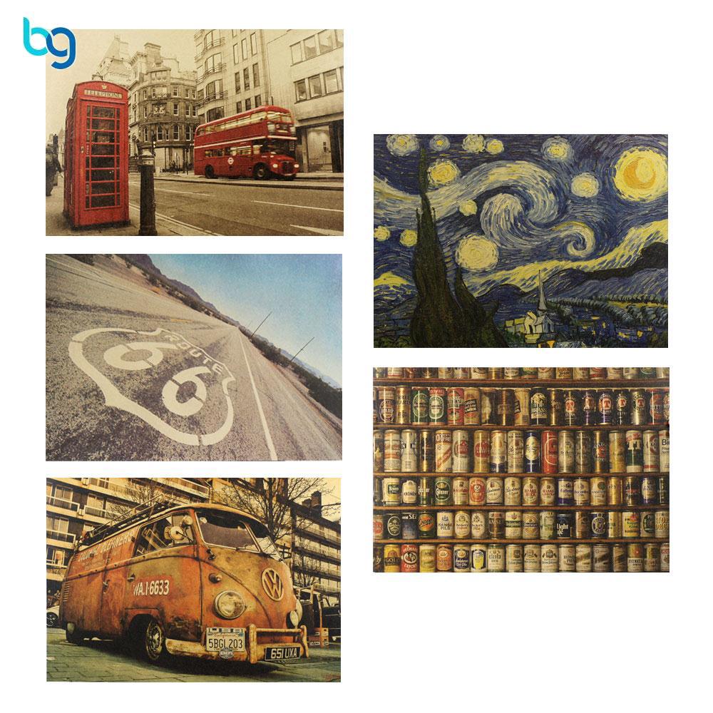 Miếng poster 51.5 * 36cm dán tường phong cách retro cổ điển dùng để trang trí nhà ở tiện dụng
