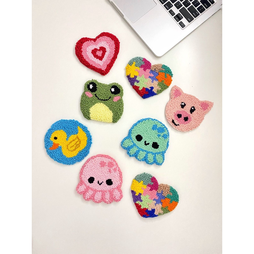 Lót ly len trendy| punch needle