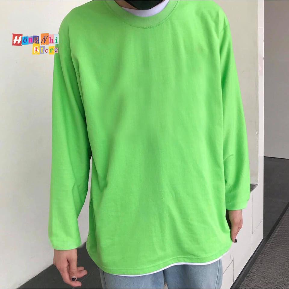 ÁO THUN TAY DÀI TRƠN DÁNG RỘNG MÀU XANH LÁ LONG TEE GREEN UNISEX - MM