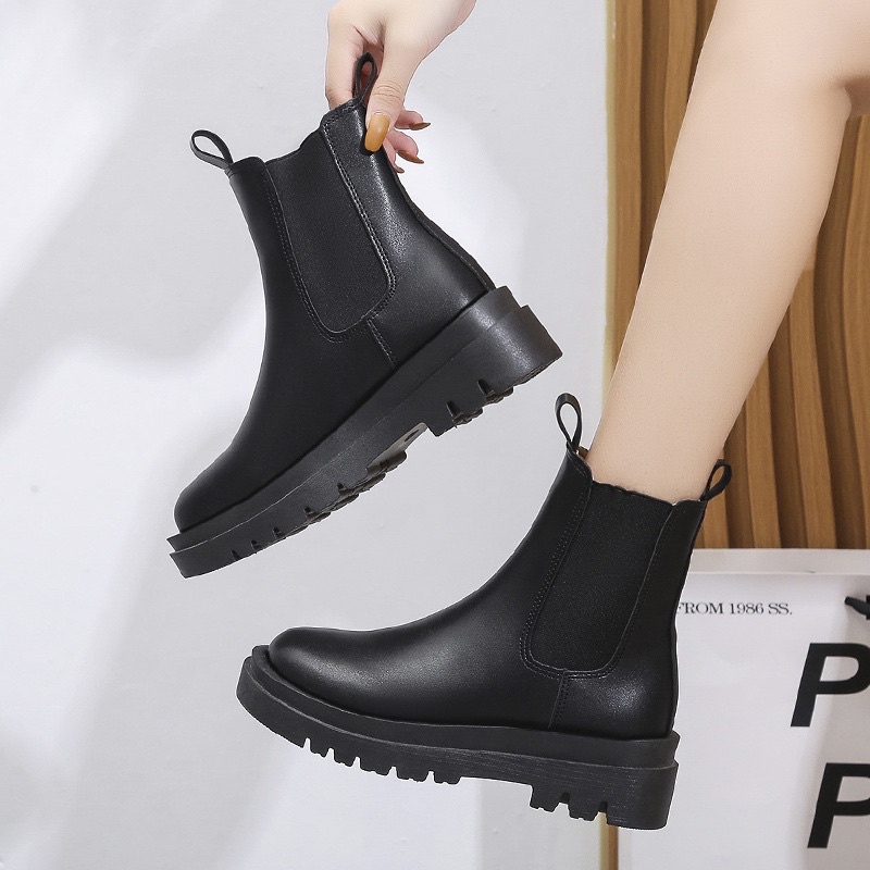 (HÀNG CÓ SẴN) Bốt lửng da mềm dáng đứng đế dày BIG SIZE 41-43