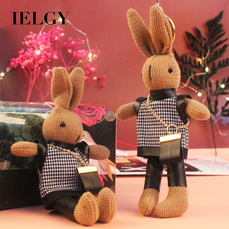 Móc khóa IELGY hình thỏ bông gắn trang trí túi xách cá tính hợp thời trang