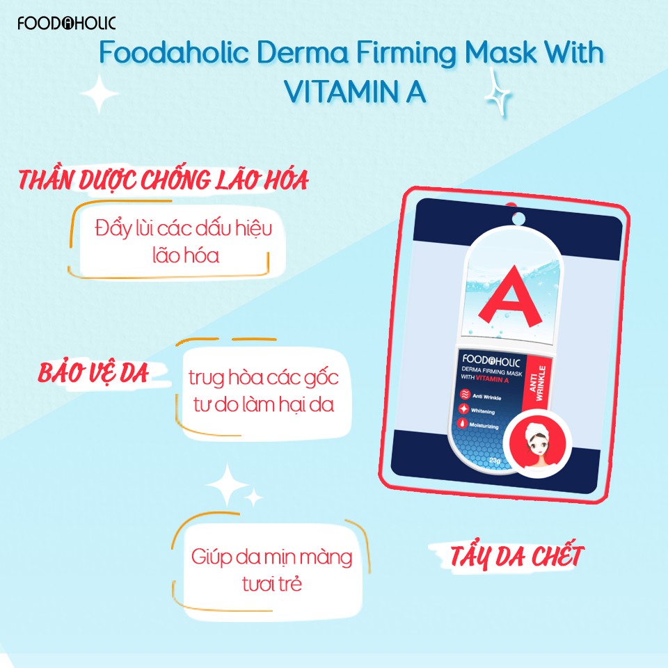 Mặt Nạ Dưỡng Da, Nâng Cơ Ngừa Lão Hóa Chiết Xuất Vitamin A Foodaholic Derma Firming Mask 23g