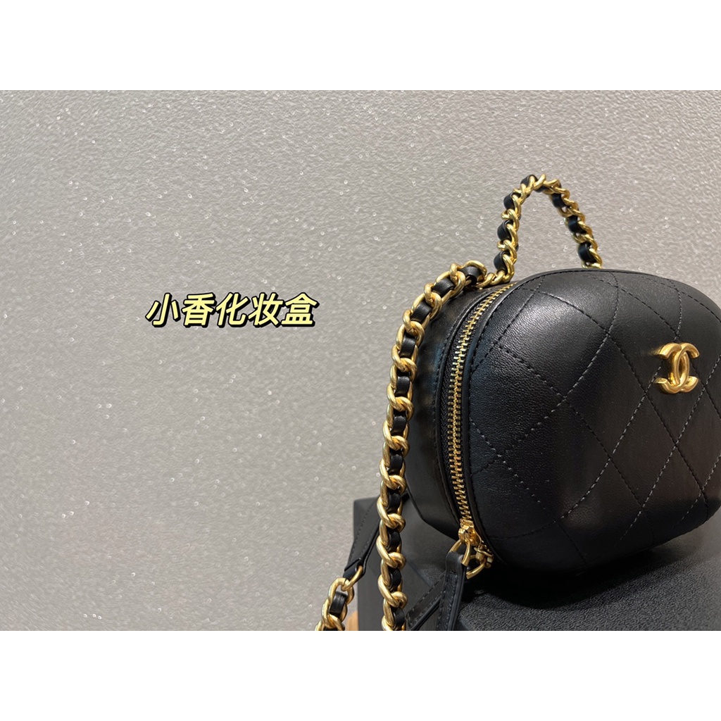 Túi xách nữ da thật hình hộp có dây đeo chéo Channel cao cấp, thời thượng