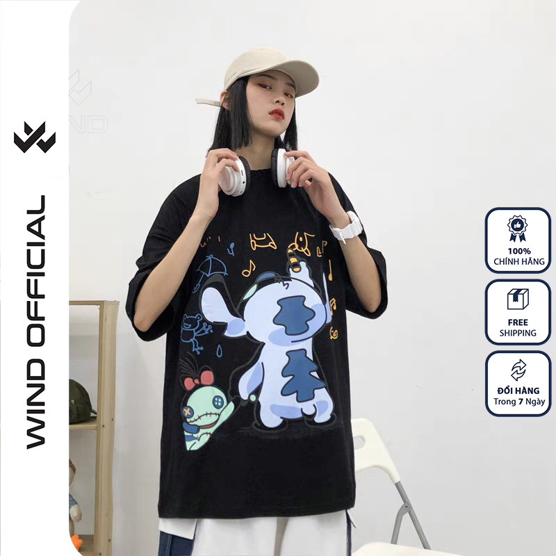 Áo phông nữ WIND tay lỡ unisex form rộng Vẽ Tranh thời trang nam nữ thun oversize