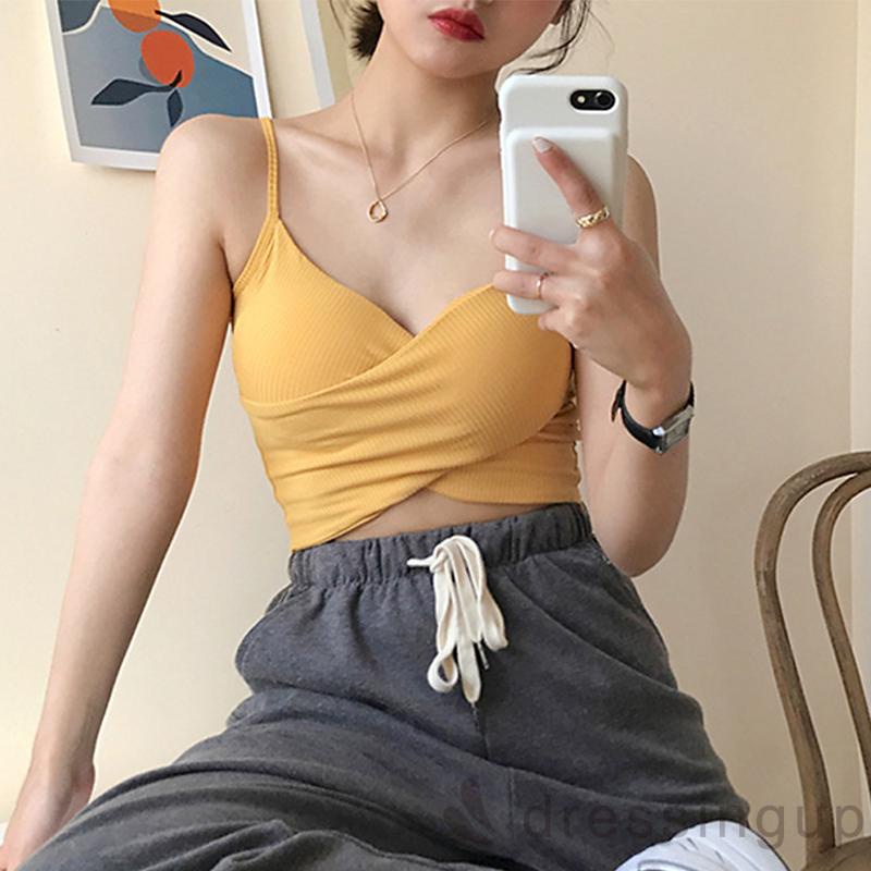 Áo Tank Top Cổ Chữ V Màu Trơn Thời Trang Mùa Hè Dành Cho Nữ