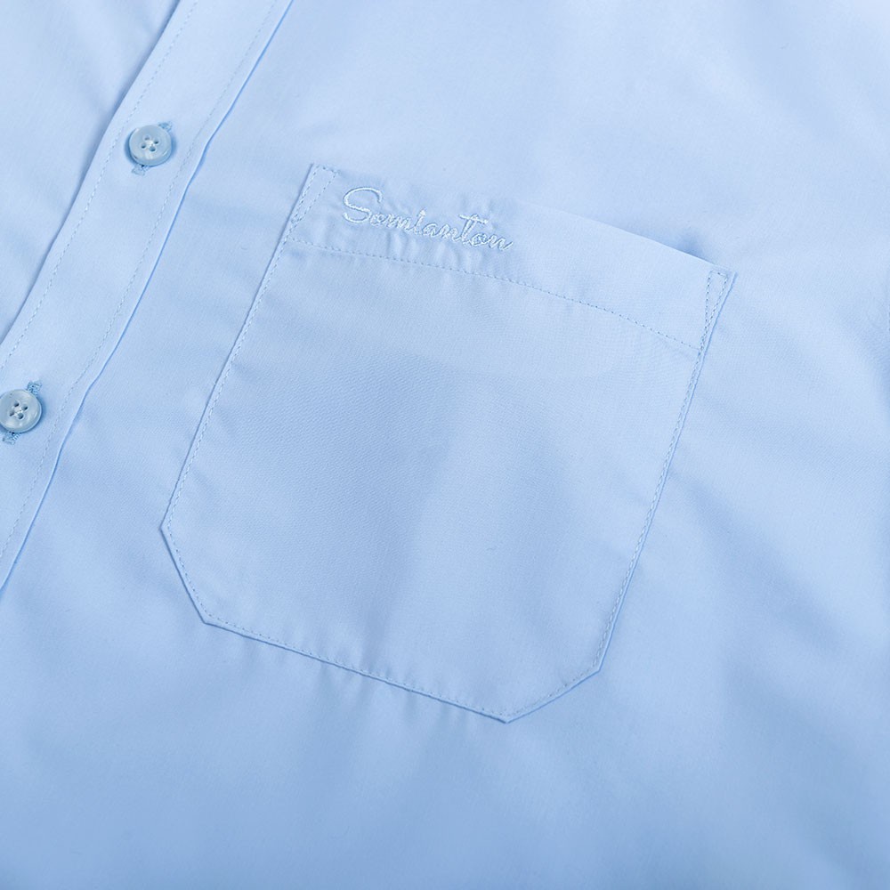 Áo Sơ Mi Nam Công Sở Trung Niên Thương Hiệu Anton Xanh Dương Dài Tay Vải Cotton Co Dãn, Thấm Hút - XA14