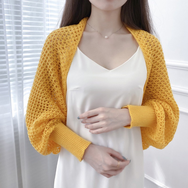 Áo Khoác Cardigan Dệt Kim Tay Dài Chống Nắng Màu Sắc Đơn Giản Cho Nữ