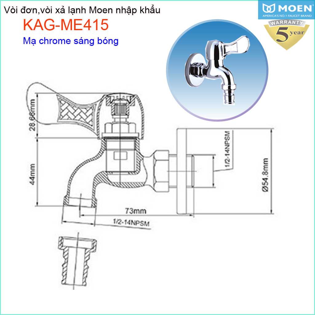 Vòi lạnh gắn tường, vòi xả lạnh MOEN KAG-ME415