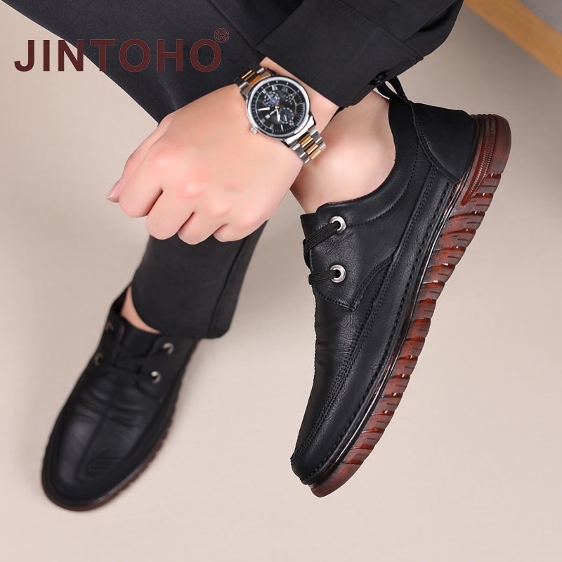 Giày Cao Su Da Nâu Đen Thời Trang Công Sở Cho Nam