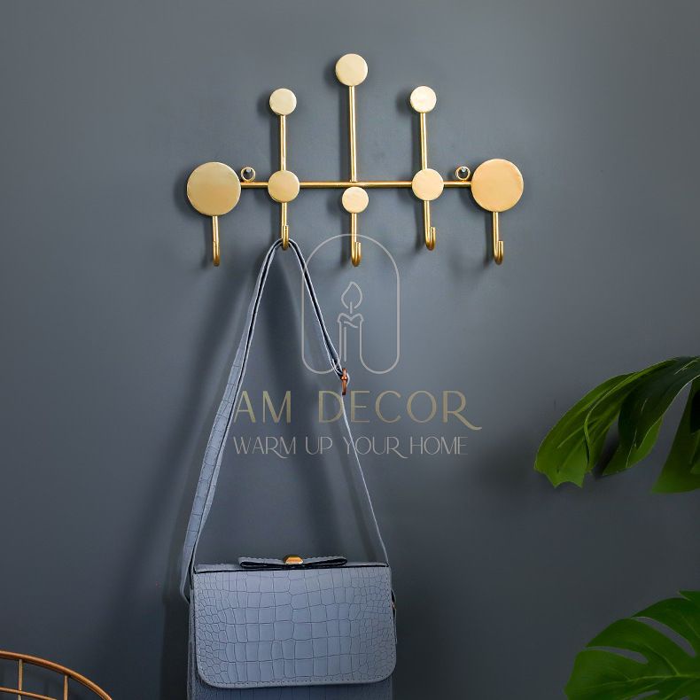 Móc treo quần áo, móc treo tường vàng sắt rèn decor trang trí tường sang trọng - AM Decor