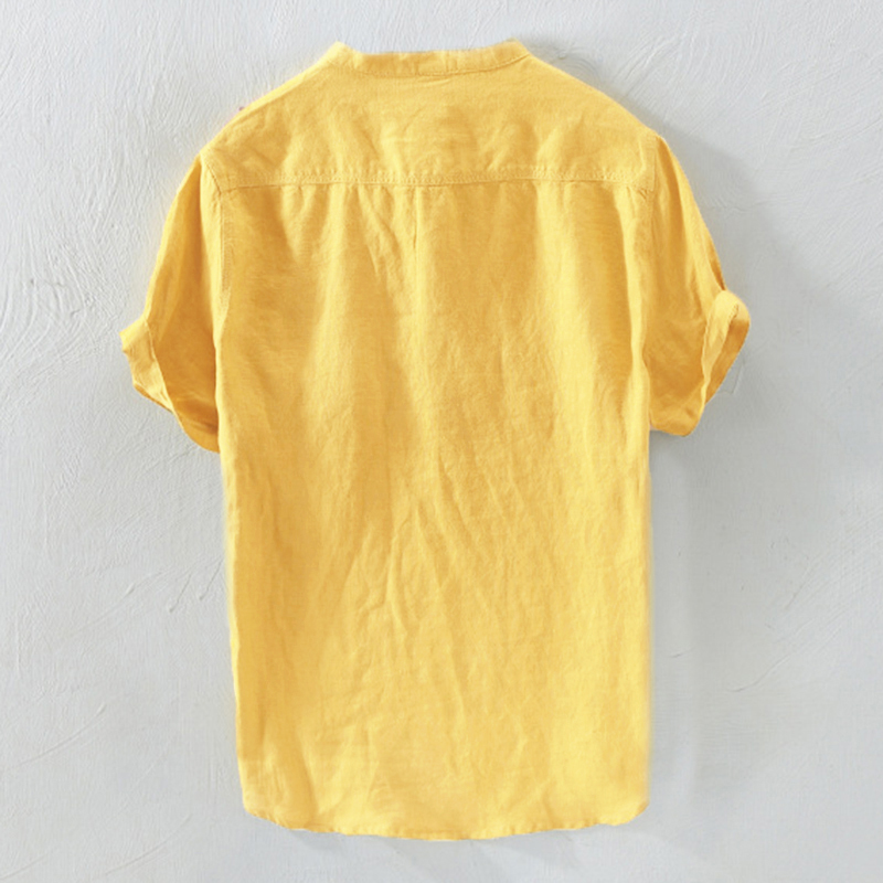 Áo Sơ Mi Vải Lanh Tay Ngắn Dáng Rộng Phong Cách Hip-Hop Cho Nam