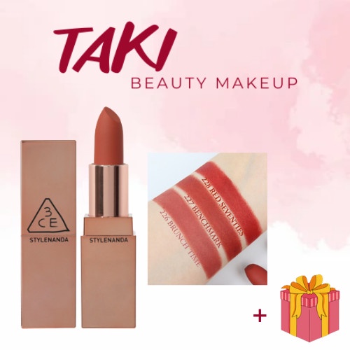 Son Thỏi Lì 3ce Matte Lip Color 3.5g- Vỏ Vàng [226- 227- 228]