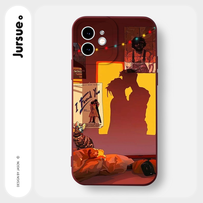 Ốp lưng JURSUE hình cặp đôi dễ thương đẹp cho iPhone 13 12 11 Pro Max SE 2020 X XR XS 8 7 ip 6S 6 Plus Y2053